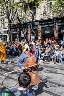 Participants dressed up as jesters from the guest canton of Schwyz, jesters' symposium of the