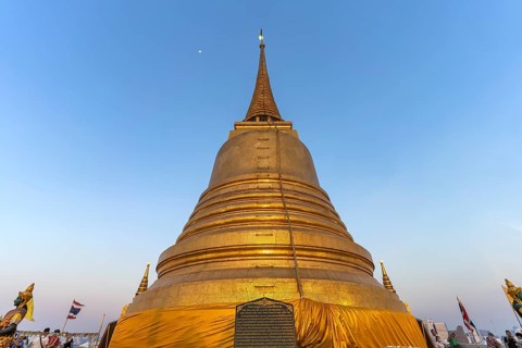Golden Chedi of the Buddhist temple complex Wat Saket or Temple of the Golden Mount, Golden Mount