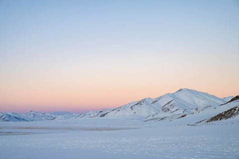 Winter landscape of the Pamir Plateau, Pamir Highway, Alichur, Gorno-Badakhshan Province,