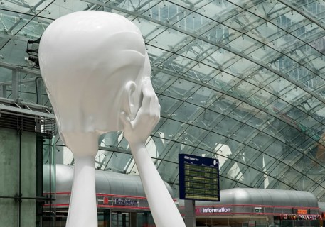 Sculpture entitled Immaterielles by the artist Andreas Schmitten, long-distance railway station,