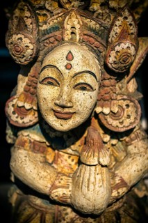 Female temple figure, head, face, woman, calm, Hinduism, relaxation, wellness, female, painted,