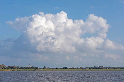 Lighthouse, clouds, Glückstadt, Elbe, Schleswig-Holstein, Germany, Europe