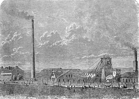 Neu-Staßfurt salt mine, Agatheschacht, Saxony-Anhalt, Germany, in 1878, Historical, digital