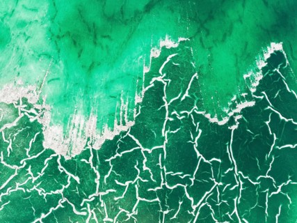 Detail of a toxic phosphogypsum waste pond in the vicinity of the town of Huelva. Aerial view.