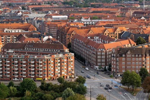View from Vor Frelsers Kirke to Torvegade and the Amagerbro Vest neighbourhood, Copenhagen,