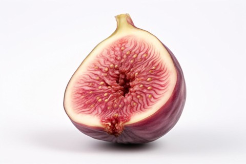 Halved fig on white background. KI generiert, generiert, AI generated