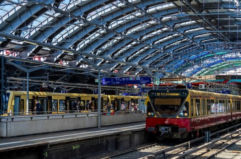 S-Bahn, platform and construction work at Berlin Ostbahnhof, Friedrichshain, Berlin, Germany,