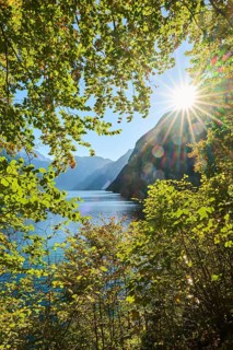 Lake Koenigssee in autumn, Alps, Bavaria, Germany, Europe