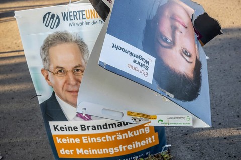 State election in Thuringia. Days after the election, election posters for the BSW Alliance Sahra