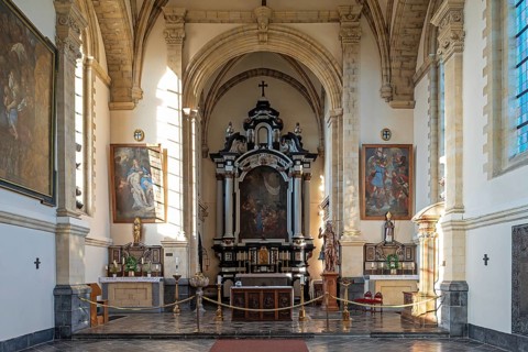 Altar in the church of Commandery of Alden Biesen, 16th-century moated castle at Rijkhoven, Bilzen,