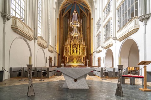 Altar of the Gothic Roman Catholic parish church Augustinerkirche in Vienna, Austria, Europe