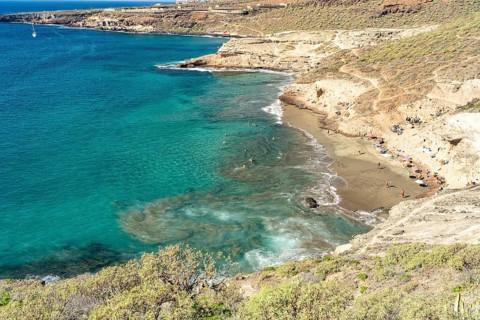 The Playa de Diego Hernandez beach on the Costa Adeje, Tenerife, Canary Islands, Spain, Europe
