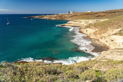 The Playa de Diego Hernandez beach on the Costa Adeje, Tenerife, Canary Islands, Spain, Europe