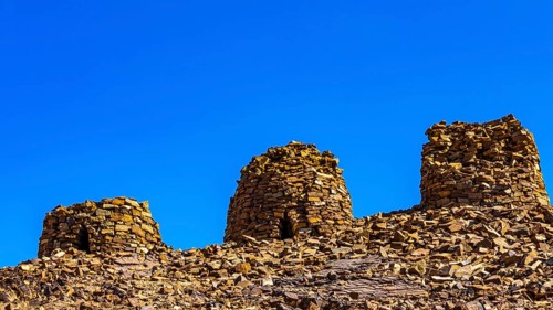 Round tombs made of unhewn stones, beehive tombs, near the city of Al Ayn, Arabian Peninsula,