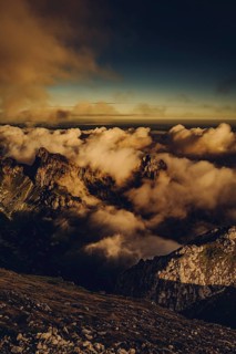 Sunrise hike on the Hochplatte in the Ammergau Alps, Ammergebirge in the Allgäu, Bavaria, Germany,
