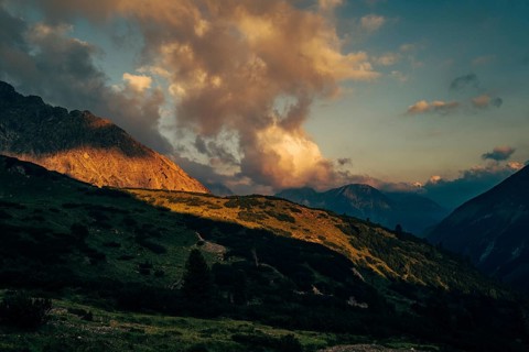 Hahntennjoch pass road in Tyrol in Lechtal, Austria, Europe