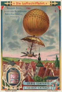 Series Die Luftschiffahrt, Luftschifffahrt, Blanchard's balloon, the first with parachute, rudder