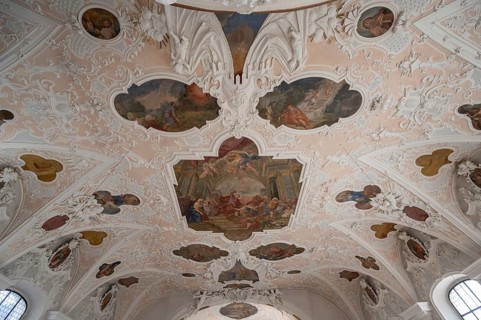 Vaults with stucco work and frescoes in the parish church of St. John the Baptist, built in 1475 as
