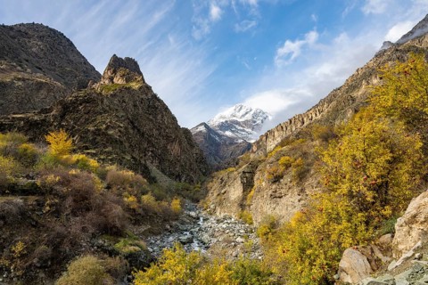Autumnal side valley of the Panj River, near Zigar village, Gorno-Badakhshan province, Tajikistan,