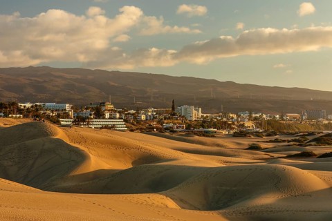 Dunes of Maspalomas with Playa des Ingles, Gran Canaria, Canary Islands, Spain, Playa des Ingles,
