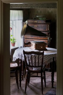 Gramophone in an old Swedish living room, living, lifestyle, history, historical, table, living,