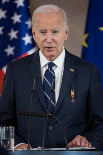 Joe Biden (46th President of the United States) gives a speech of thanks after being awarded the