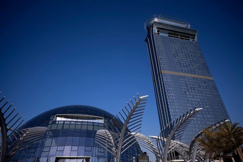 Artificial palm trees made of steel, Hotel St. Regis The Palm with viewing platform The View At The