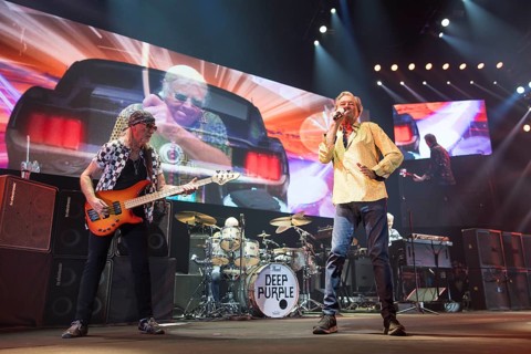 Roger Glover (bassist) and Ian Gillan (singer) from Deep Purple live on 1 More Time Tour at the