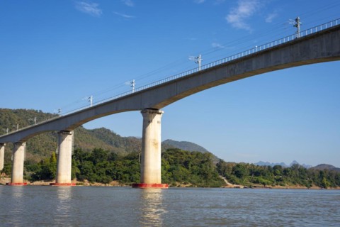 Bridge over the Mekong for the China-Laos railway, near Luang Prabang, Luang Prabang province,