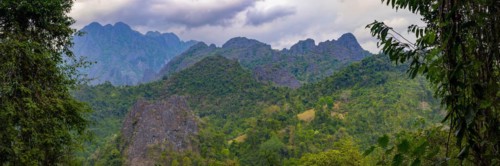 Panorama from Pha Ngern View Point on the Kart landscape, Vientiane Province, Laos, Asia