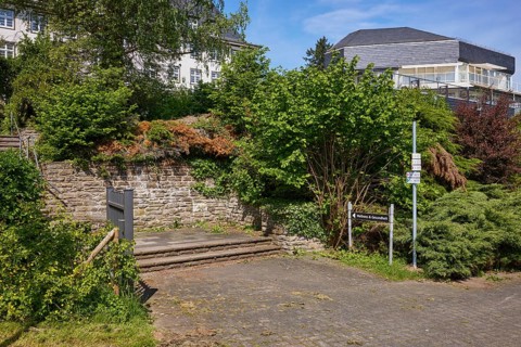 Kneipp spa house and spa garden with sandstone steps in Bad Münstereifel, Eifel, Euskirchen