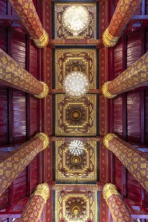 Cassette ceiling in the ubosot of Wat Na Phra Men, also Wat Na Phra Meru, a Buddhist temple