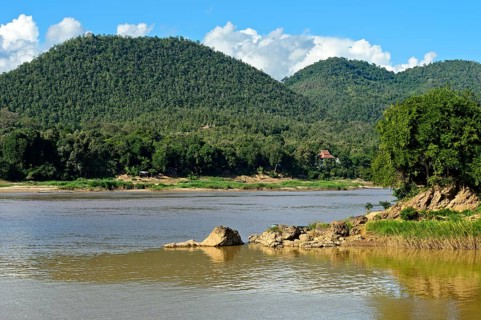 At the confluence of the Nam Khan and Mekong rivers, Luang Prabang, Laos, Asia