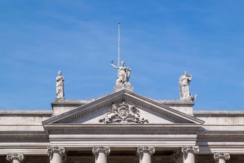 Main gable of the Bank of Ireland building, Dublin, Ireland, Europe