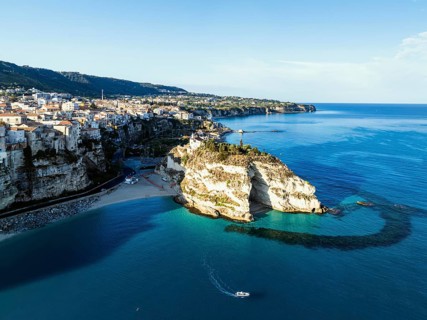 Tropea from a drone, Tyrrhenian Sea, Calabria, Italy, Europe