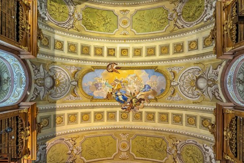 Ceiling frescoes in the State Hall of the Austrian National Library in Vienna, Austria, Europe