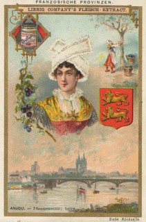Picture series French provinces, France, Anjou, plum harvest at the Loire, Liebig picture,