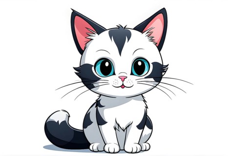 A simple cartoon cat with a white background, AI generated