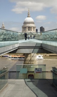 View of the dome of St Paul's cathedral from the Millennium footbridge, London