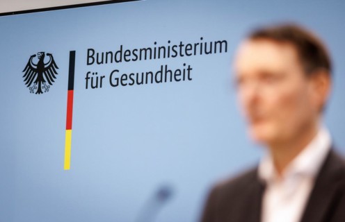 Prof Karl Lauterbach (SPD), Federal Minister of Health, at a press conference on the talks with