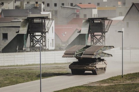 Leguan high-speed armoured bridge, photographed as part of a Bundeswehr exercise with armed forces