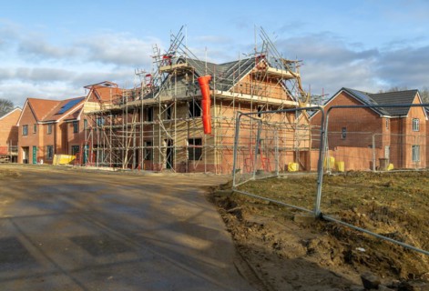 Building site construction new homes, Persimmon housing estate, Honours Meadow, Rendlesham,