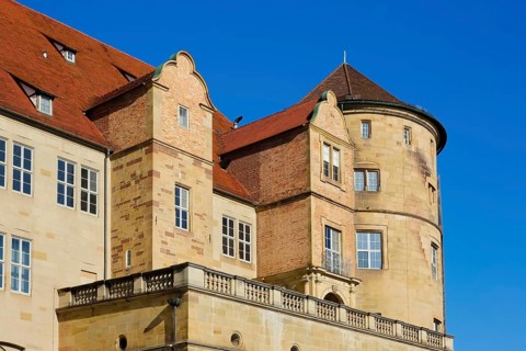 Old Palace Stuttgart from Karlsplatz, former moated palace, princely residence, 14th century seat