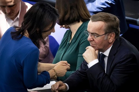 Annalena Bärbock (Alliance 90/The Greens), Federal Foreign Minister, and Boris Pistorius (SPD),