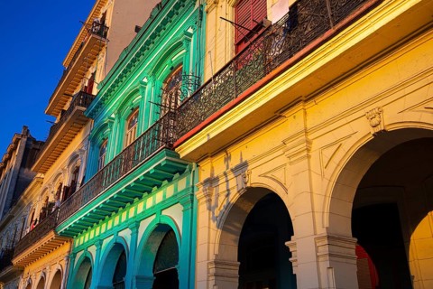Scenic colorful Old Havana streets in historic city center (Havana Vieja) near Paseo El Prado and