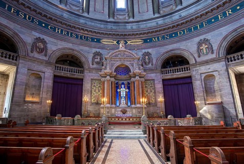 Copenhagen, Denmark-August 1, 2020: Frederiks Church in the historic center of Copenhagen, Denmark,