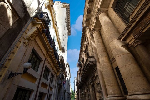 Scenic colorful Old Havana streets in historic city center of Havana Vieja near Paseo El Prado and