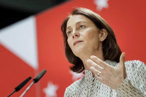Katarina Barley, SPD lead candidate for the 2024 European elections, at a press conference