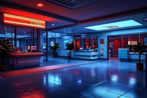 Emergency room entrance at night, ai generated, AI generated