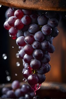 Grape cluster, vine, grape, cluster, close up, detail, traditional, wine press, AI generated